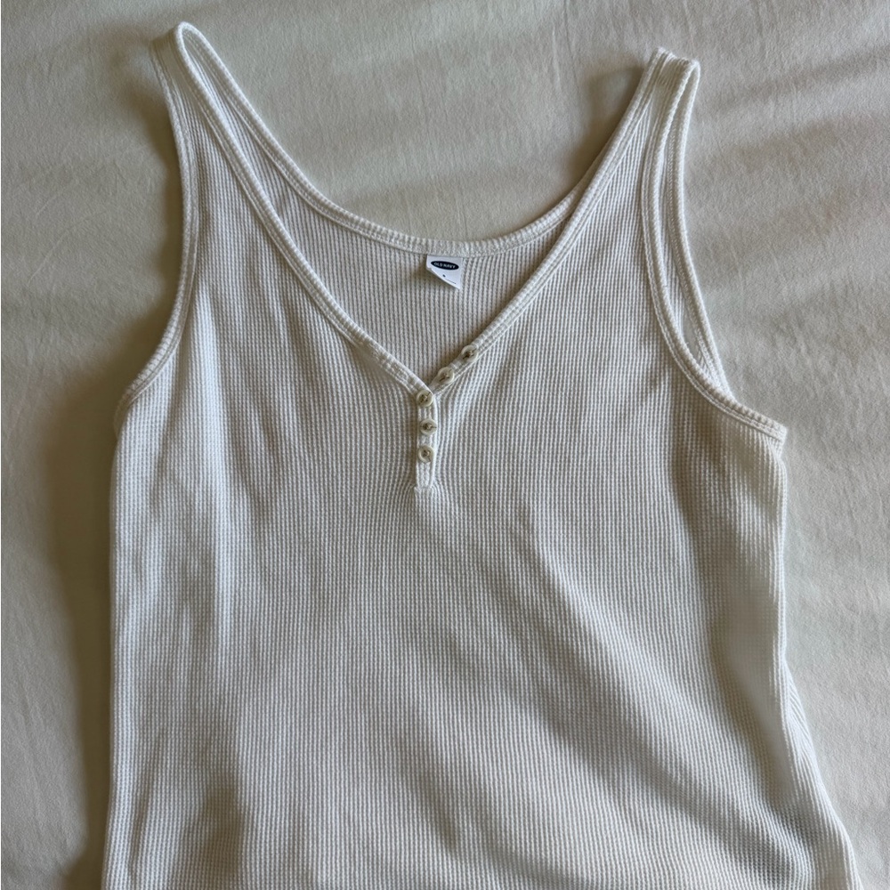 Old Navy Cream Ribbed Henley Tank